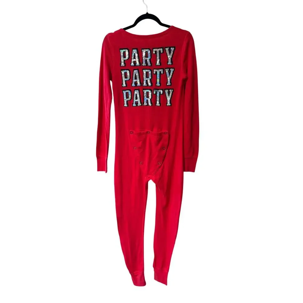 Victoria's Secret PINK Size S Bling Thermal Long Jane One Piece Onesie Pajama
